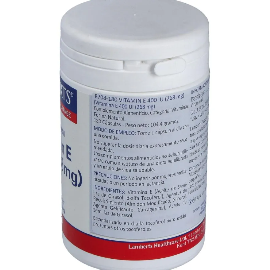 Lamberts Vitamina E Natural 400Ui 180 Comprimidos
