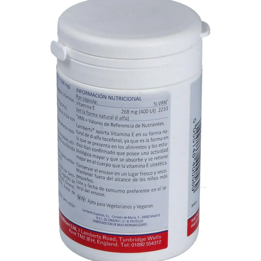 Lamberts Vitamina E Natural 400Ui 180 Comprimidos