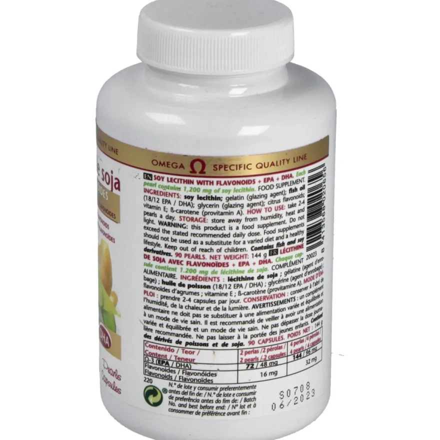 Lecitina de Soja con Flavonoides 1200mg.90perlas - Intersa