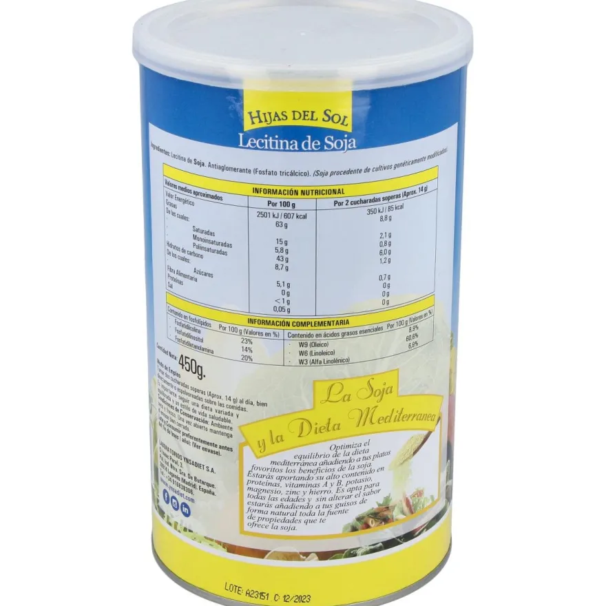 Lecitina de Soja Granulada 450gr.gmo Hijas del Sol - Ynsadiet