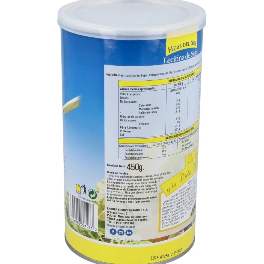 Lecitina de Soja Granulada 450gr.gmo Hijas del Sol - Ynsadiet