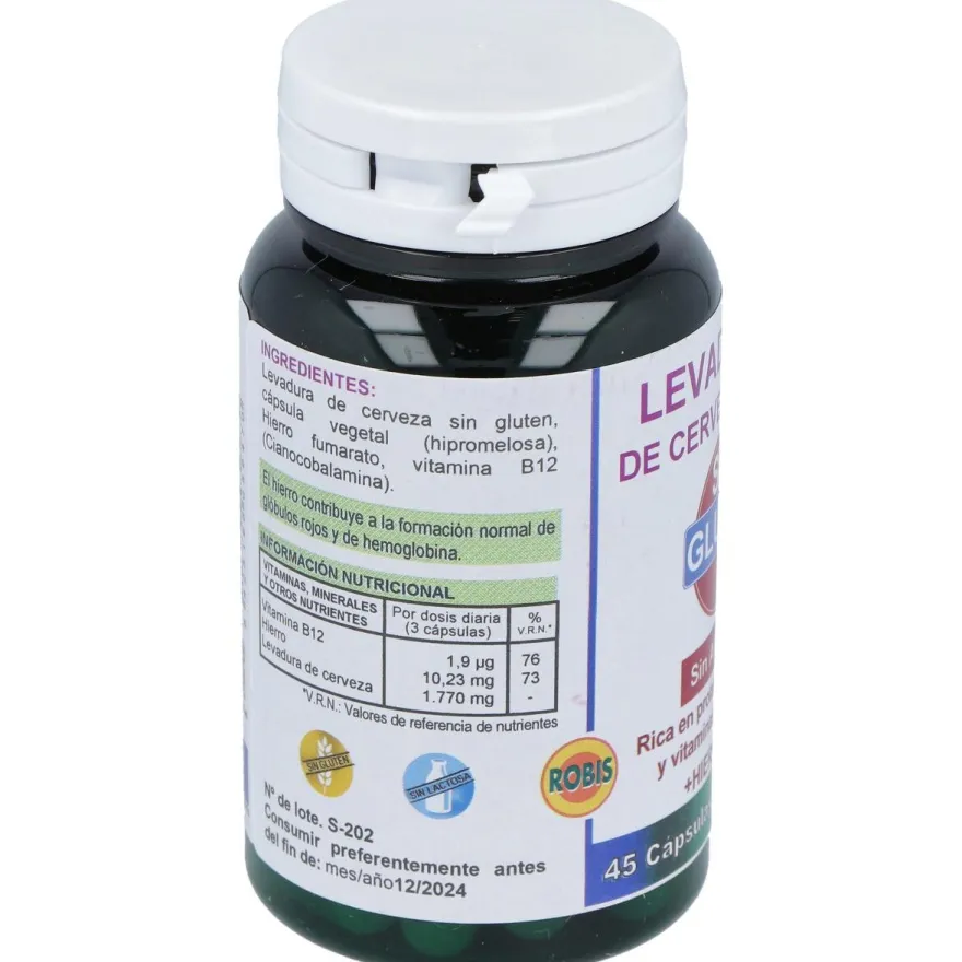 Levadura de Cerveza Forte sin Gluten 45cap - Robis