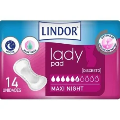 Lindor Lady Pad Maxi Night 6 Gotas 14 Un - Molicare