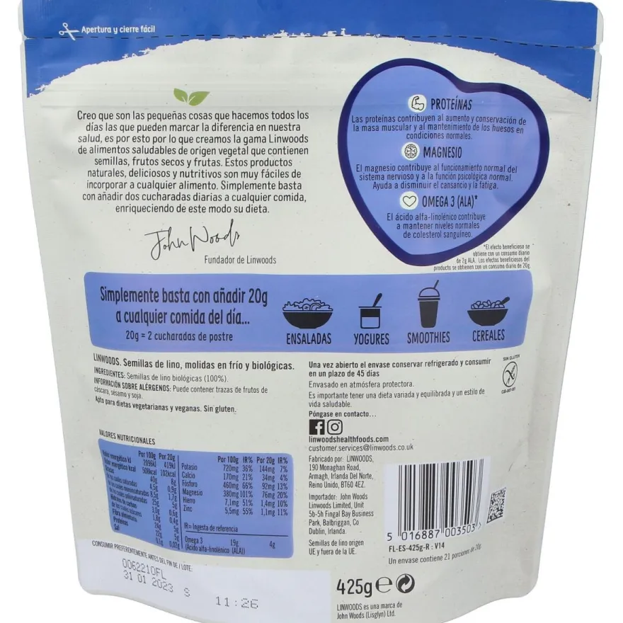 Linwood Semilla Lino Molido Bio 425g - Linwoods