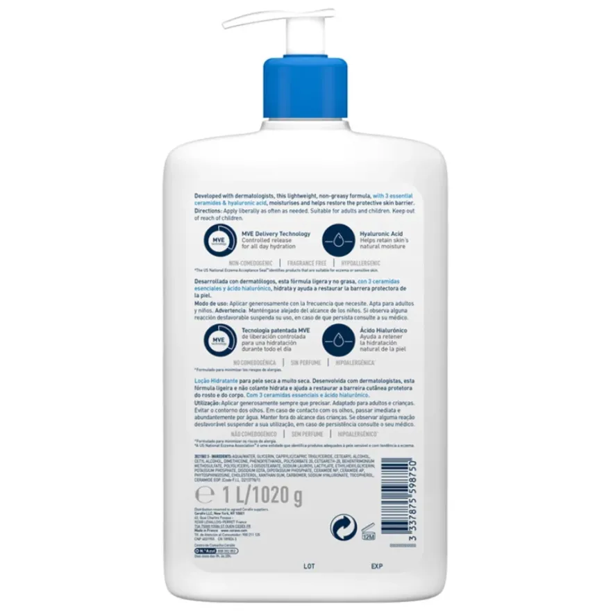 Loción Hidratante, 1 L. - CeraVe