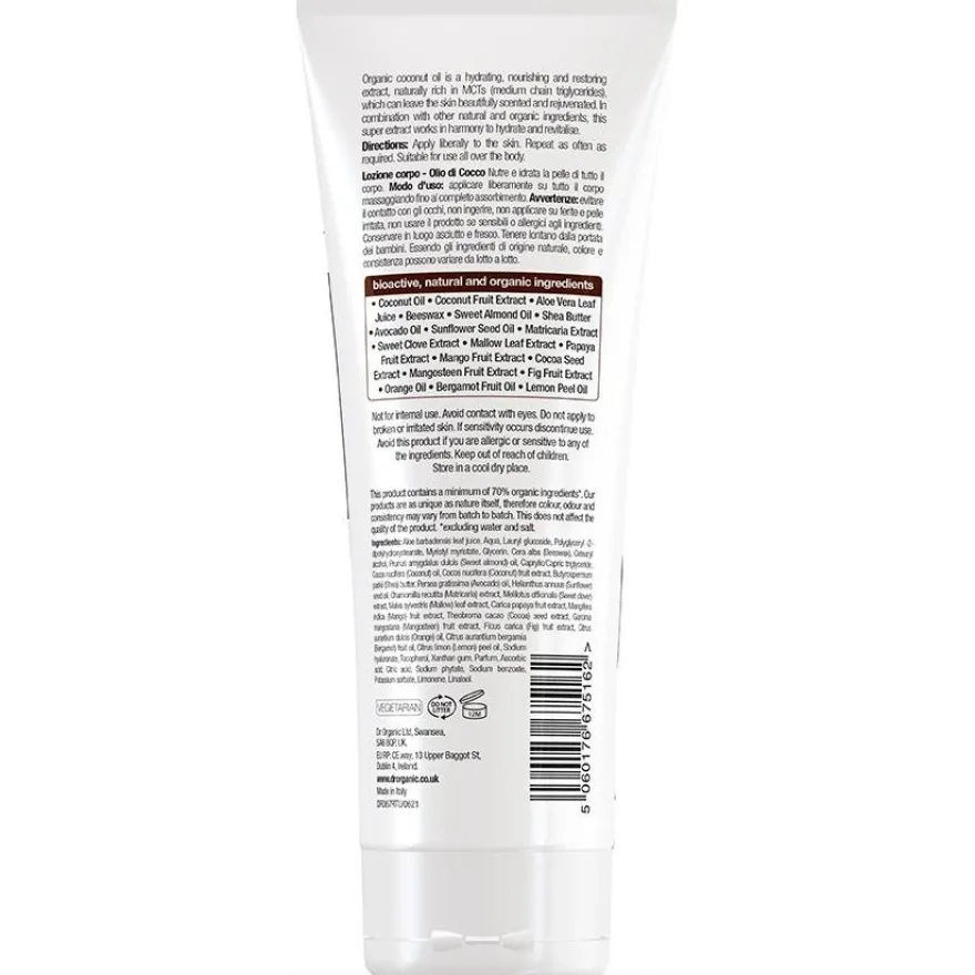 Locion Corporal Aceite Coco Organico 200Ml.