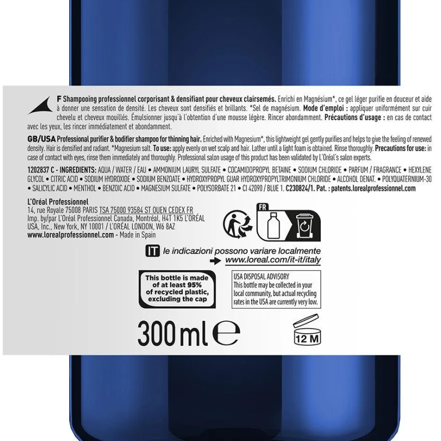 L'oréal Serioxyl Advanced Densifying Purifier y Bodifier Professional Shampoo 300ml - L'oral
