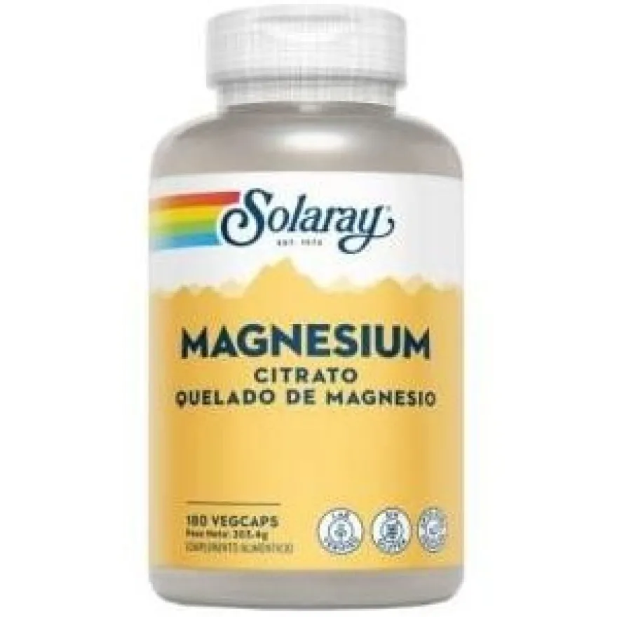 Magnesium Citrato Quelado de Magnesio 180caps - Solaray