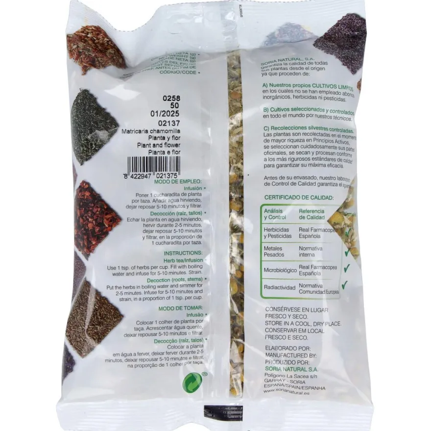 Manzanilla Dulce Bolsa 30g - Soria Natural