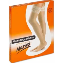 Maries Media Larga Elástica con Blonda Compresión Normal Beige Talla 6, 1 Media - Welnia