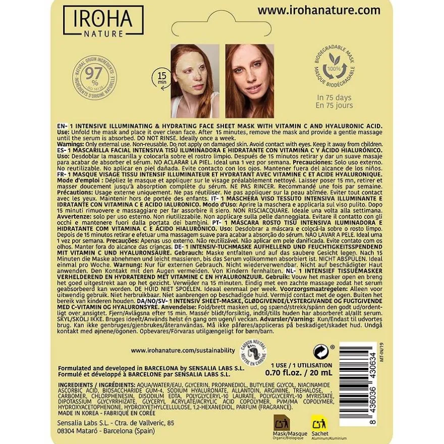 Mascarilla Vitaminac + Ah Iluminadora Hidratante 20ml - Iroha Nature