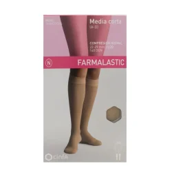 Media Corta (A-D) Compresion Normal - Farmalastic (Talla Grande Color Beige)