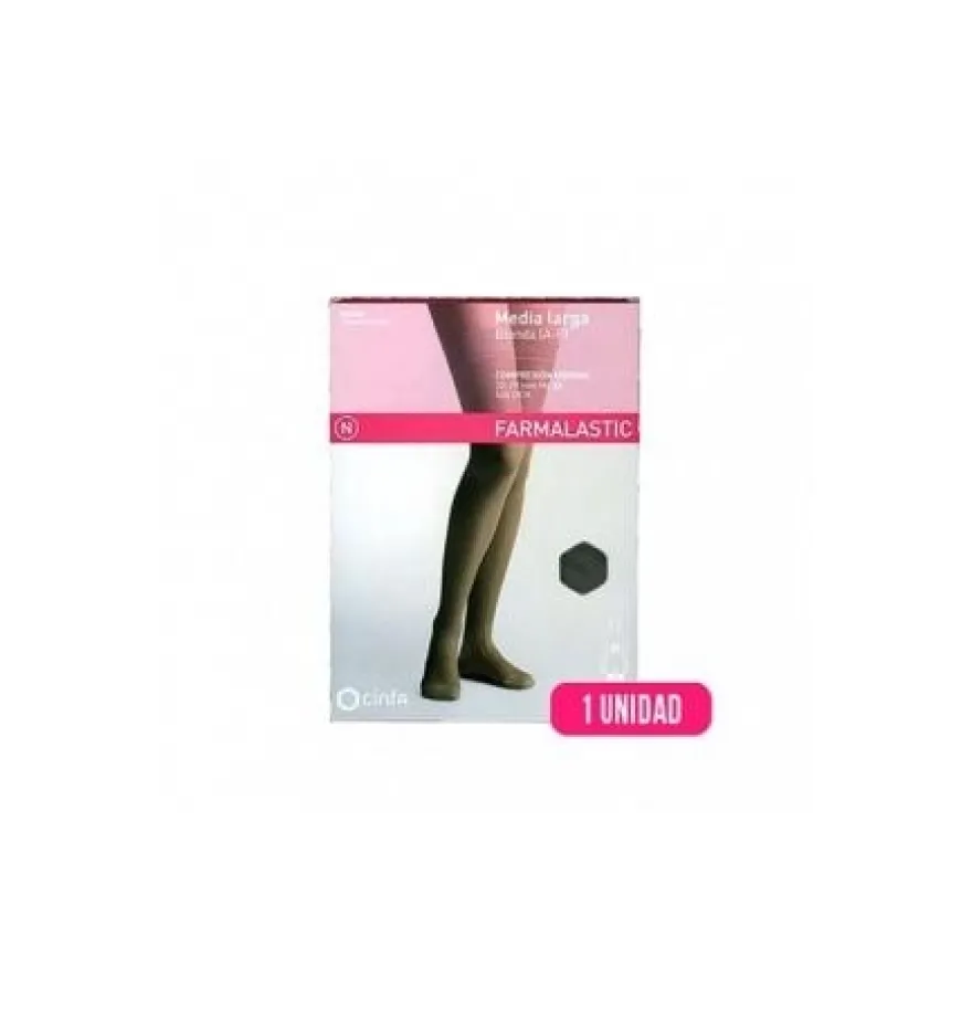 Media Larga (A-F) Compresion Normal - Farmalastic Blonda (Talla Grande Color Blanco)