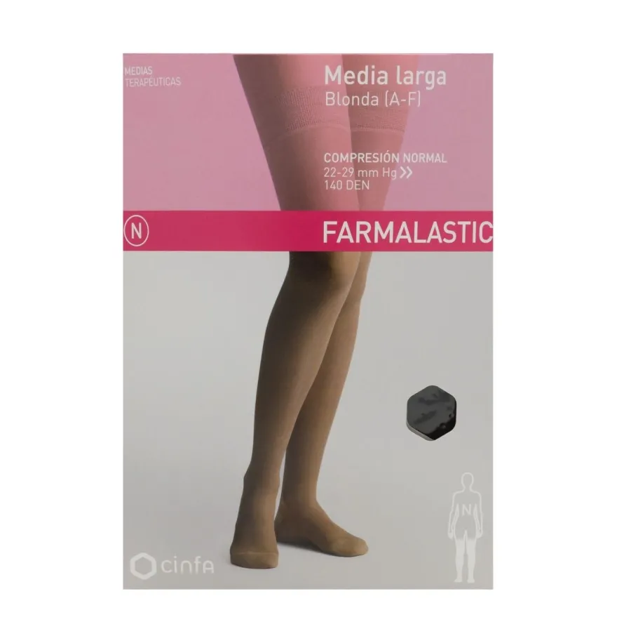 Media Larga (a - F) Compresion Normal - Farmalastic Blonda (talla Grande Color Negro) - Cinfa S a