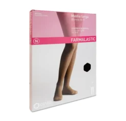 Media Larga Blonda (A-F) Compresion Normal Negro, Talla L - Farmalastic Novum Elegant