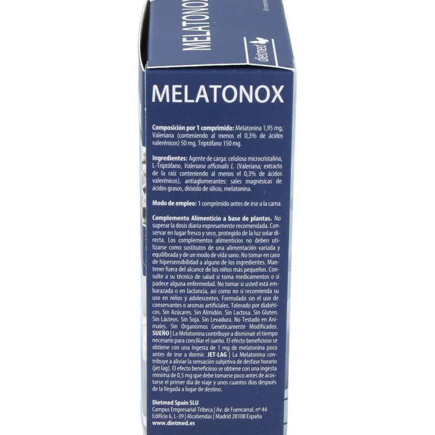 Melatonox Melatonina Valeriana y Triptofano 60comp - Dietmed