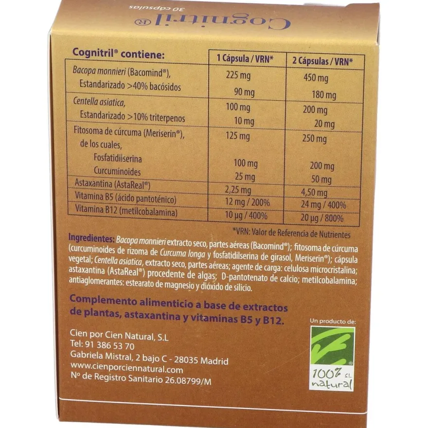 100% Natural Cognitril 30 Cápsulas