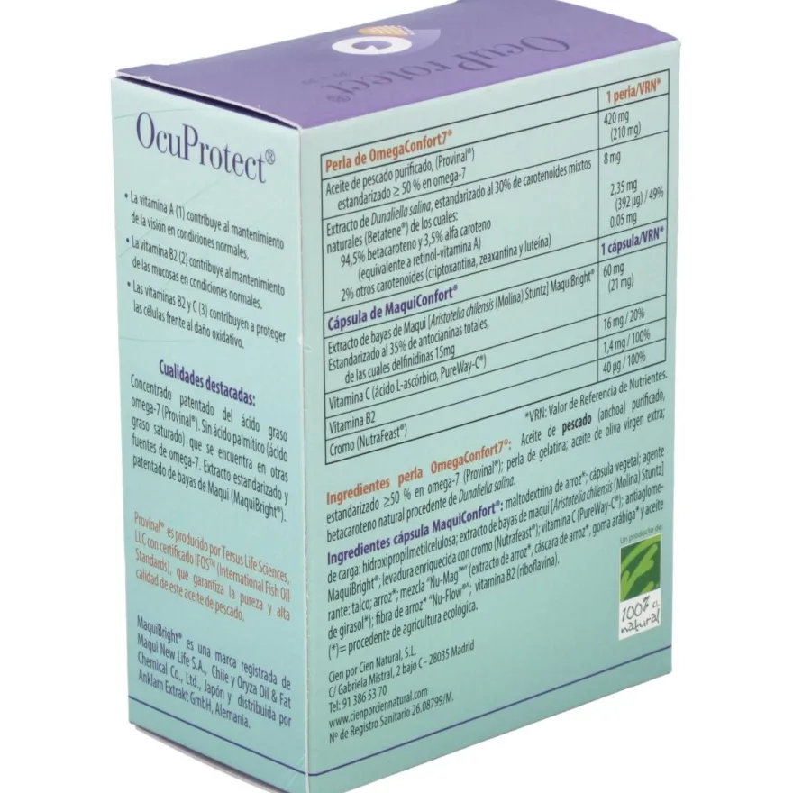 100% Natural Ocuprotect 30 Cápsulas +30 Cápsulas - Cien por Cien Natural