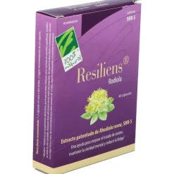 100% Natural Resiliens Rodiola 40 Cápsulas - Cien por Cien Natural