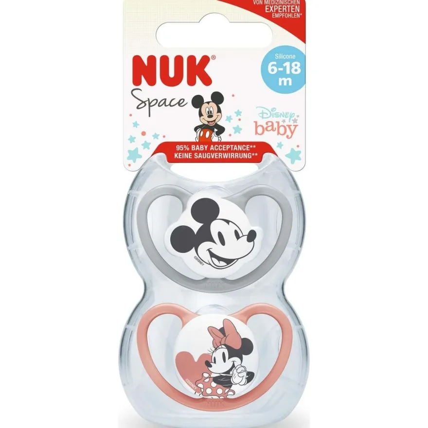 Nuk Chupete Space Mickey Silicona Rojo 6-18 Meses