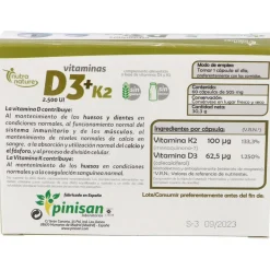 Nutra Nature Vitaminas D3 + K2 60caps - Pinisan