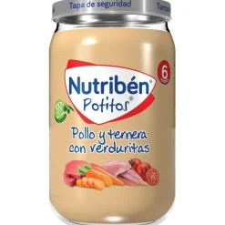Nutribén Potito Pollo, Ternera con Menestra de Verduras 235gr - Nutriben