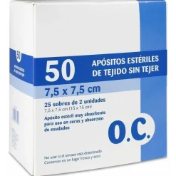 O.C. Apósitos Estériles Tejido Sin Tejer 7,5 X 7,5 Cm, 50 Uds
