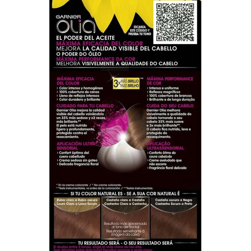 Olia Coloración Permanente N°5.5 Caoba 4 Piezas - Garnier