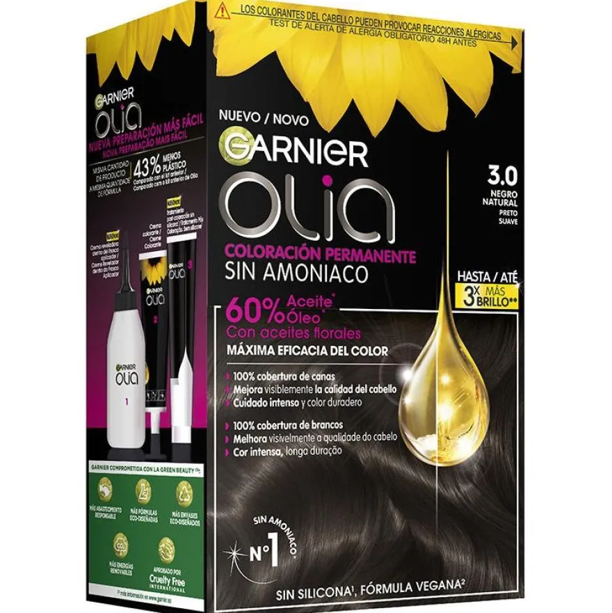 Olia Coloración Permanente N°3.0 Castaño Oscuro 4uds - Garnier
