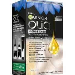 Olia Hi Shine Toner Coloración Semipermanente Neutralizador De Tonos 9.1 Rubio Ceniza 3 Pz
