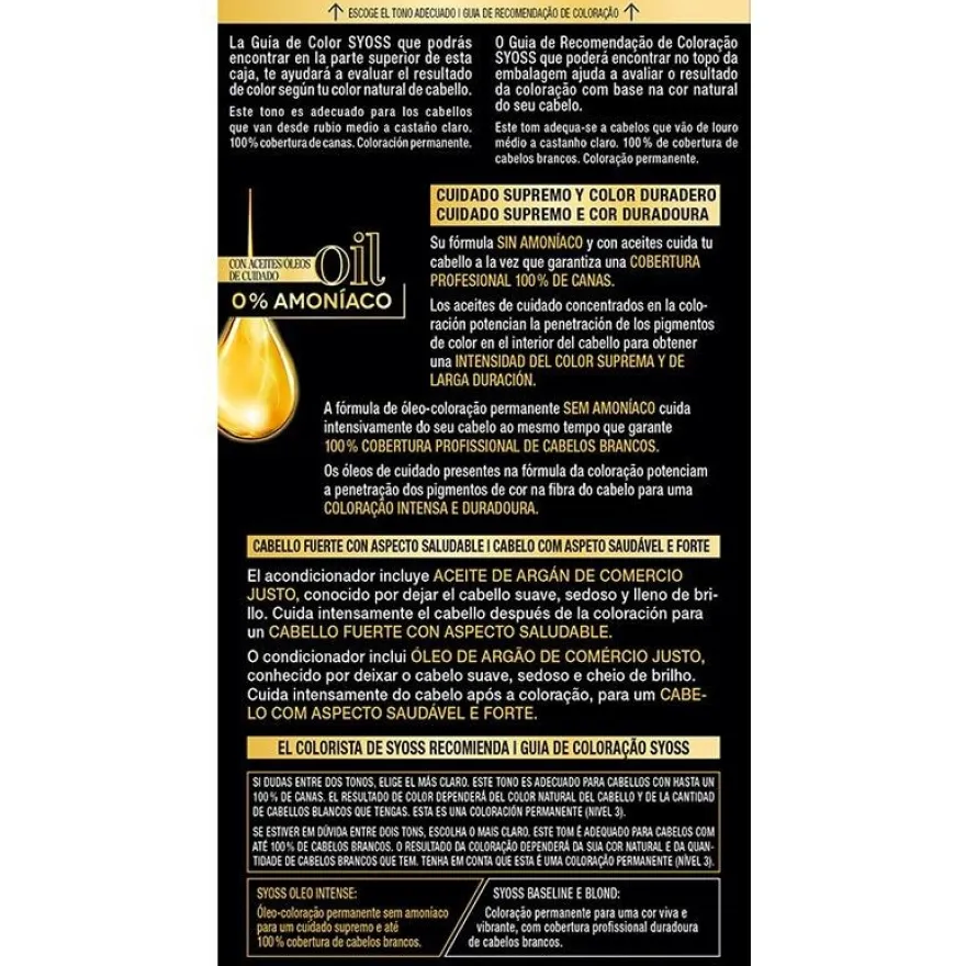 Olio Intense Tinte sin Amoniaco 6.80 Rubio Caramelo 50ml - Syoss