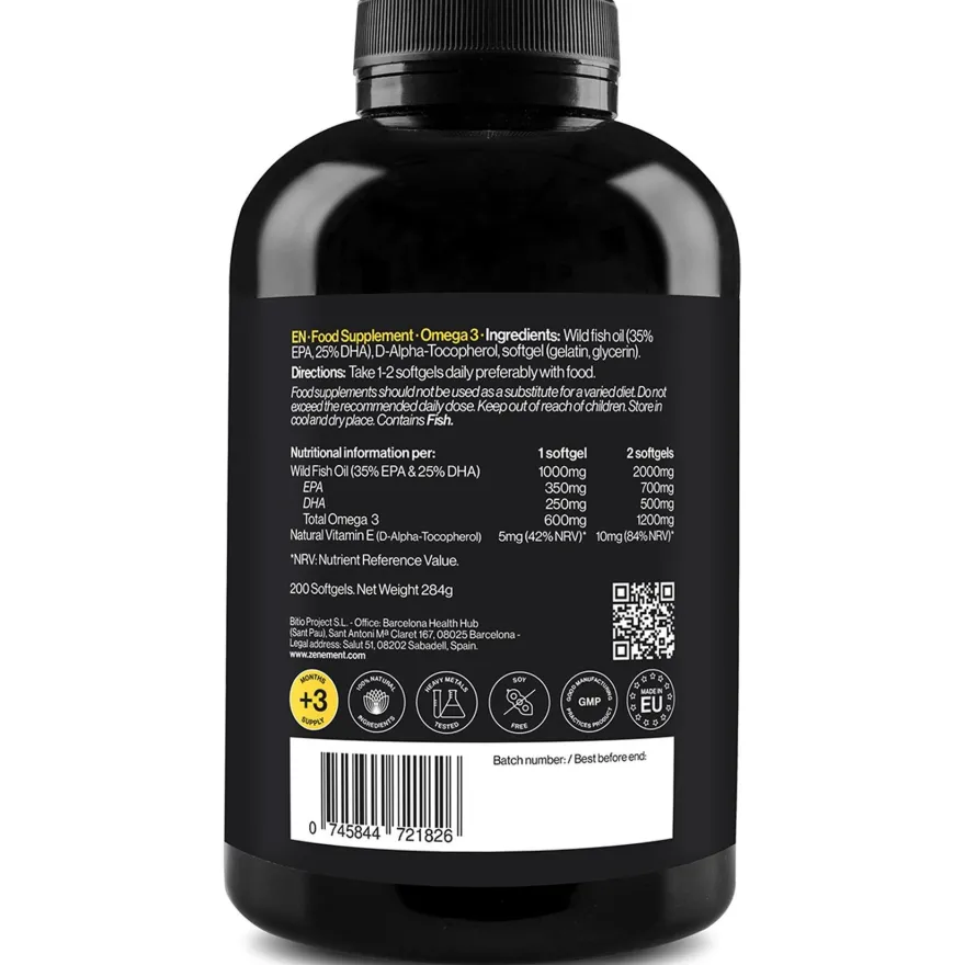 Omega 3 1000mg Epa 350mg + 250mg Dha 200caps - Zenement