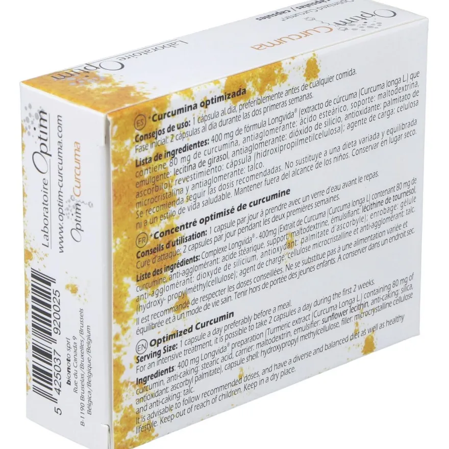Optim Curcuma Suplemento Alimenticio 45 Cápsulas - Optim Laboratoire