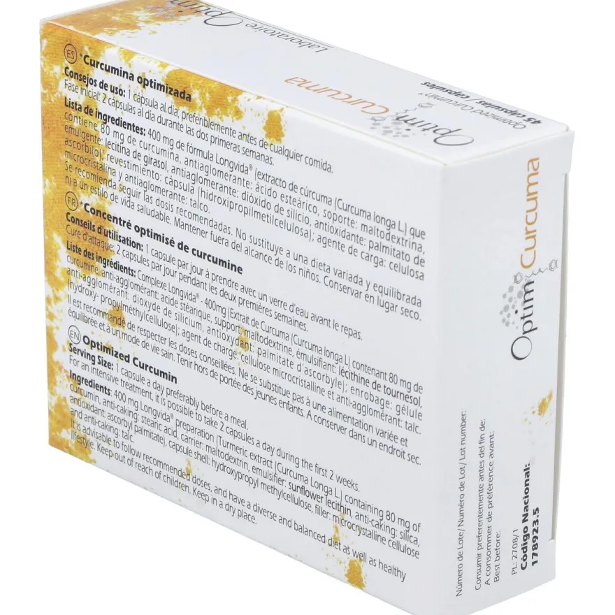Optim Curcuma Suplemento Alimenticio 45 Cápsulas - Optim Laboratoire
