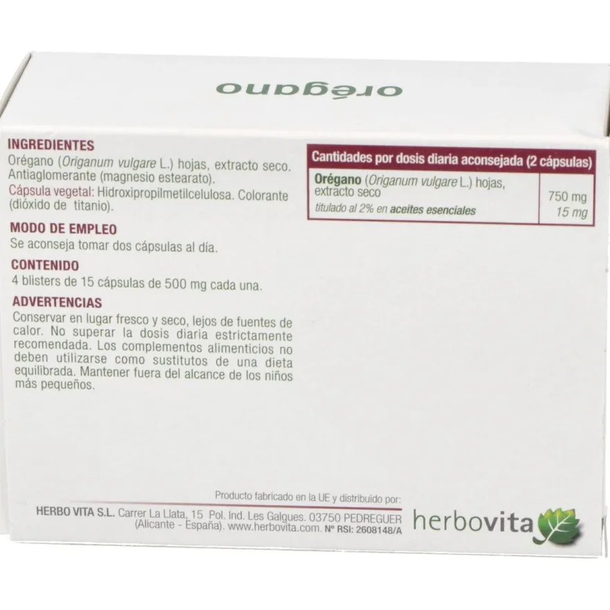 Oregano 60 Cápsulas - Herbovita