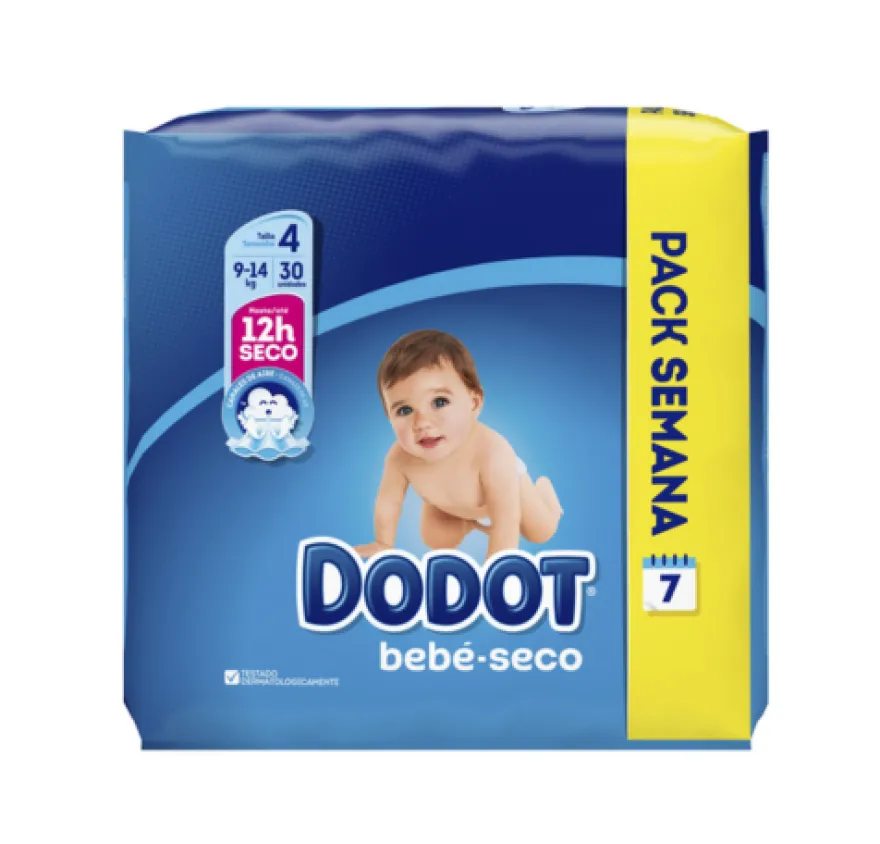 Pañal Infantil Pack Semanal T4 9-14 Kg, 30 ud. - Samforlab