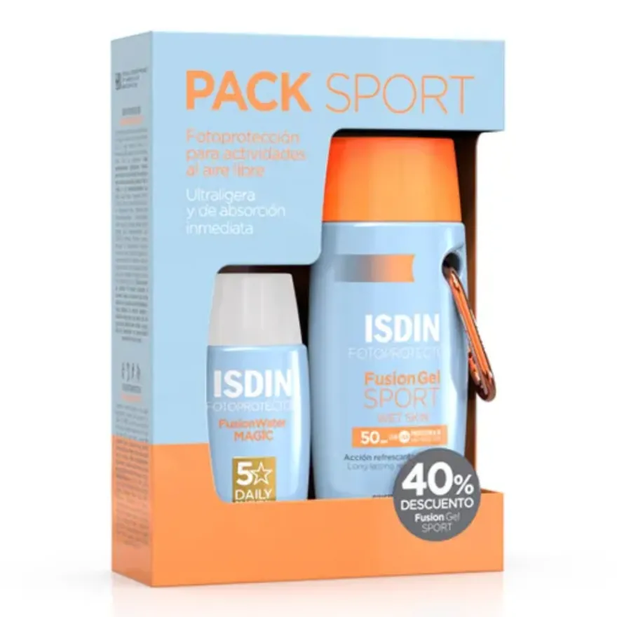 Pack SPORT, Fusion Gel Sport, 100 ml + Fusion Water MAGIC, SPF 50. - Isdin