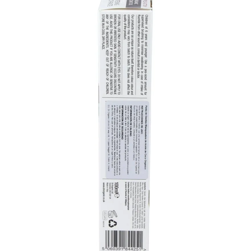 Pasta De Dientes Aceite De Coco Organico 100Ml.