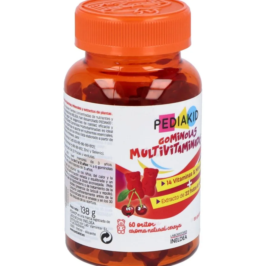 Pediakid Multivitaminadas Sabor Naranja y Cereza 60uds - Ineldea