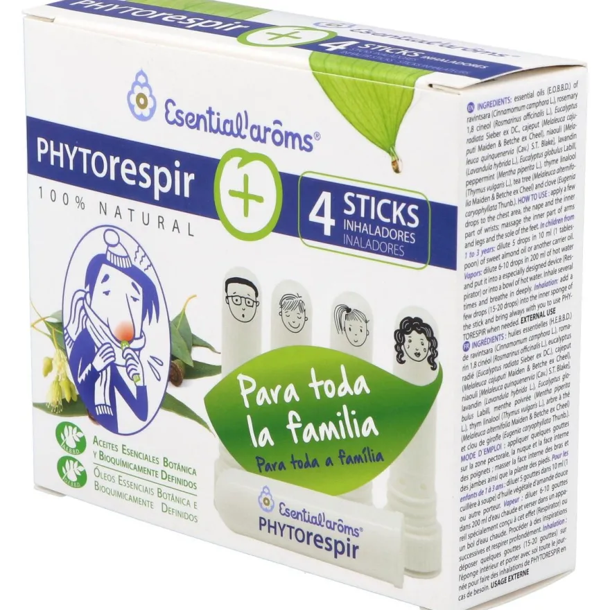 Phytorespir Frasco 30ml. + 4 Sticks Inhaladores - Esential Aroms