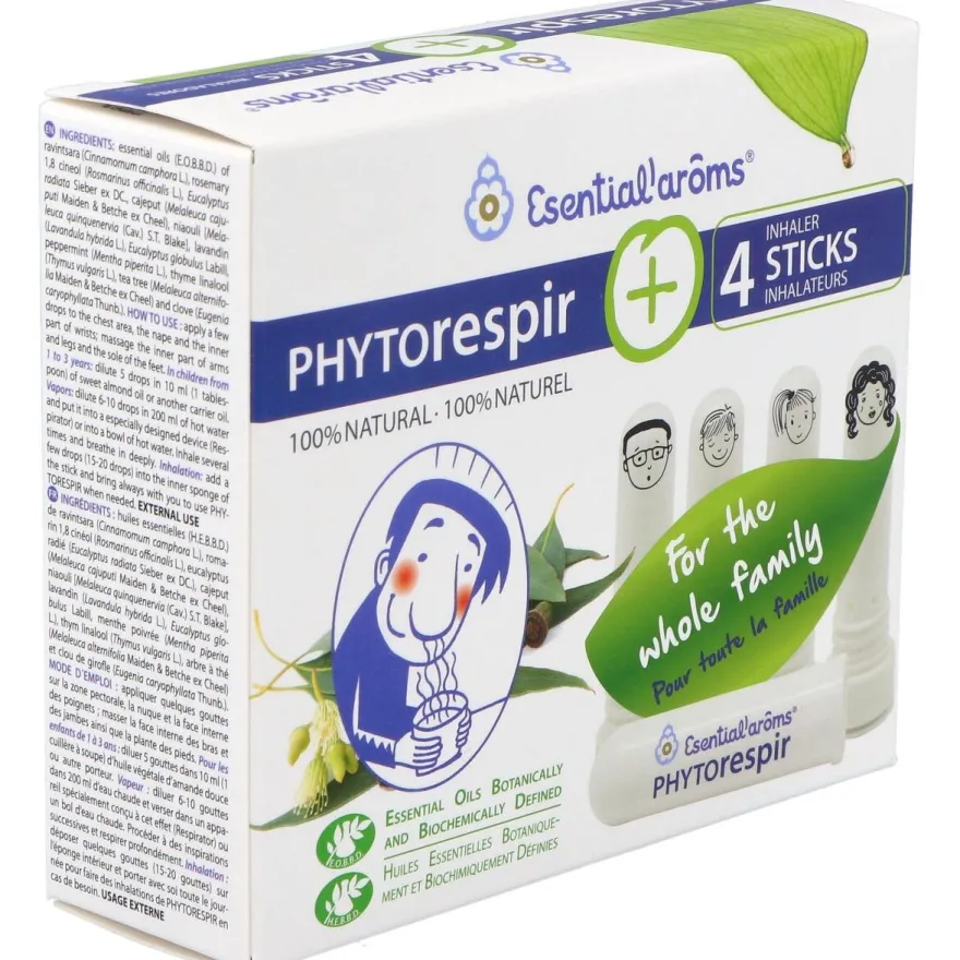 Phytorespir Frasco 30ml. + 4 Sticks Inhaladores - Esential Aroms