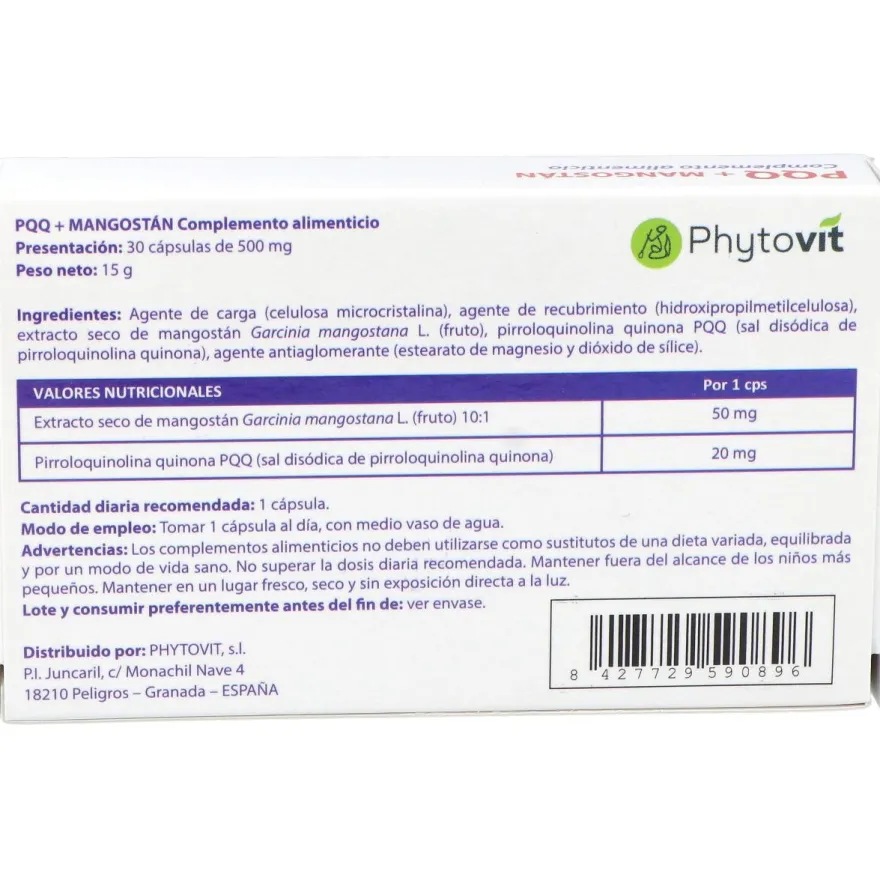 Phytovit Pqq Y Mangostán 30Caps