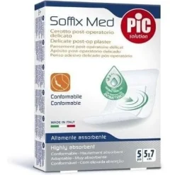 Pic Soffix Med Con Bactericida Post Operatorio Apósito Adhesivo 5X7 5Uds