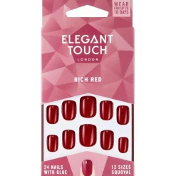 Polished Colour Nails Glue Squoval Rich Red 24uds - Elegant Touch