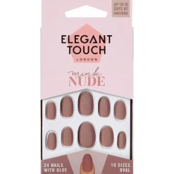 Polished Colour Nails With Glue Oval Mink Nude