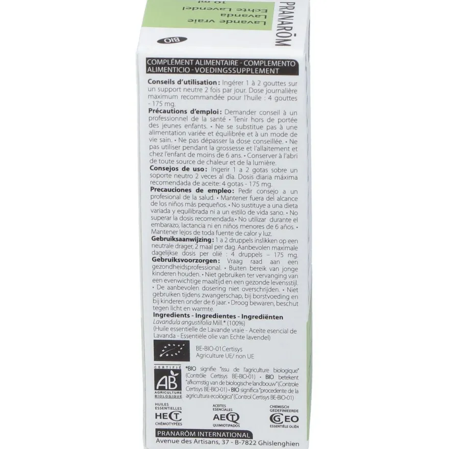 Pranarôm Aceite Esencial De Lavanda Bio 10Ml