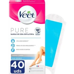 Pure Bandas de Cera Depilatoria Piernas y Cuerpo Piel Sensible 40uds - Veet