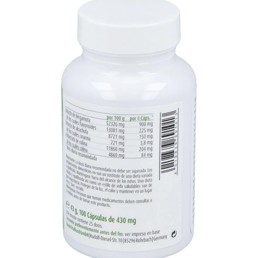 Raab Vitalfood Bergamota-Alcachofa 100Caps