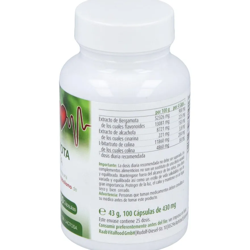 Raab Vitalfood Bergamota-Alcachofa 100Caps