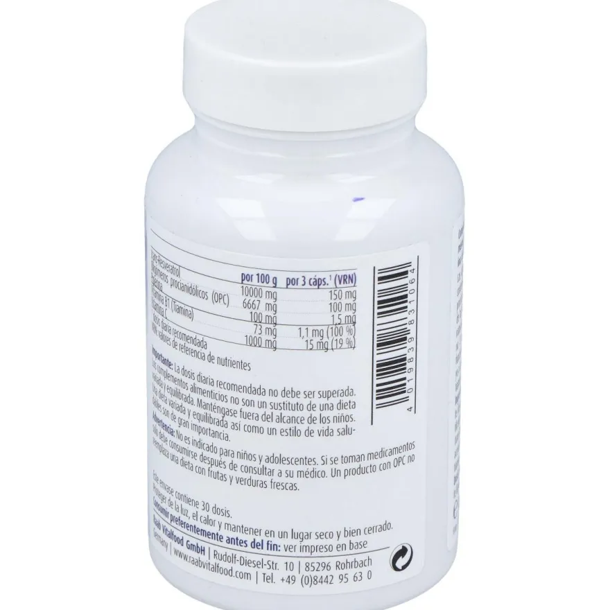 Raab Vitalfood Resveratrol Con Opc 90Caps